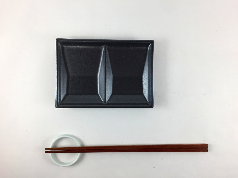 二連角菱皿　(黒マット/白マット)　有田焼(j.R)