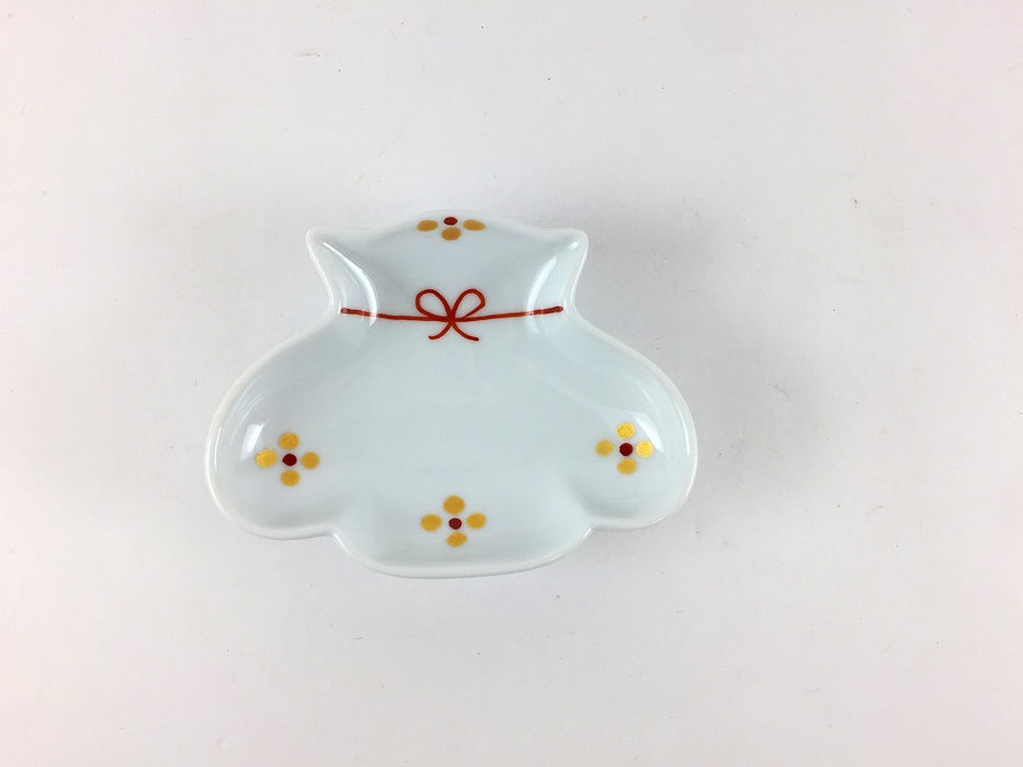 豆鉢　きらら(赤)　(巾着/巻物/ウサギ/コヅチ)　8cm　伊万里焼　(j.R)