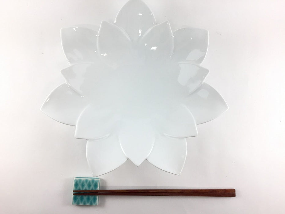 【SALE】白磁　ロータスレイヤープレート(L)　25cm　有田焼【訳あり】