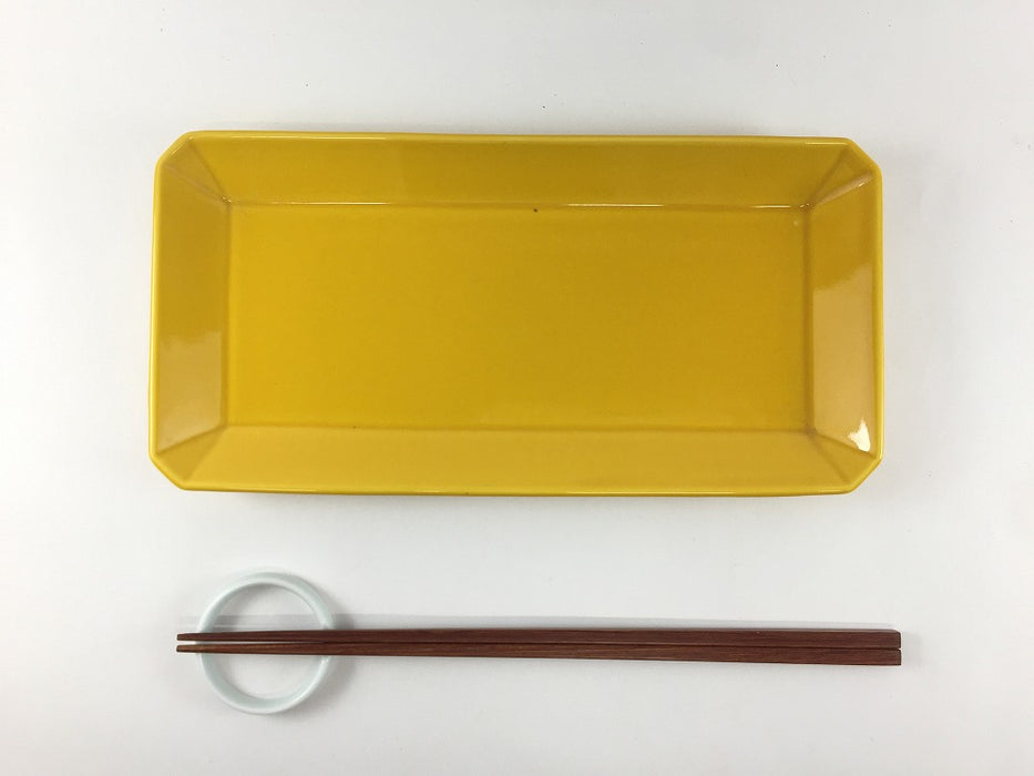 【SALE】230隅切長皿　黄　23cm　波佐見焼【訳あり】