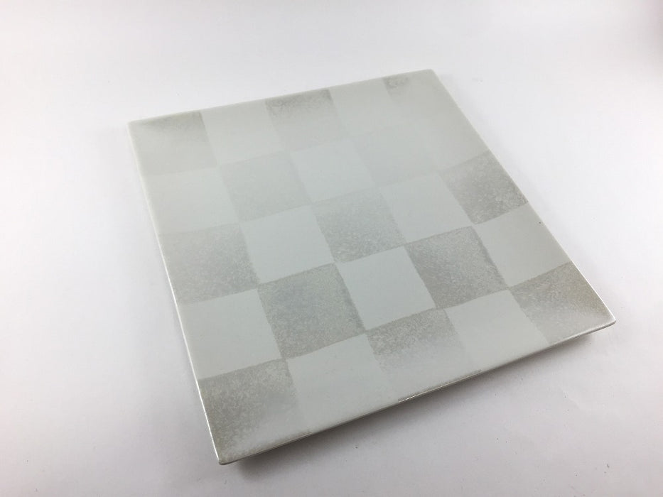 【SALE】市松スクエアプレートL　ホワイトマット　24.5cm　波佐見焼【訳あり】