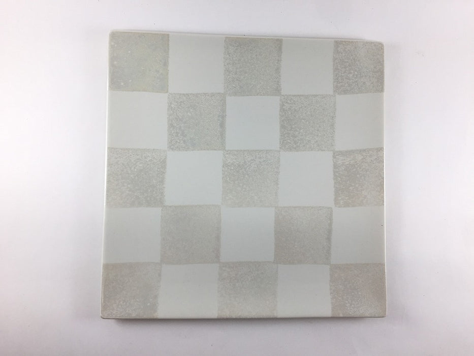 【SALE】市松スクエアプレートL　ホワイトマット　24.5cm　波佐見焼【訳あり】