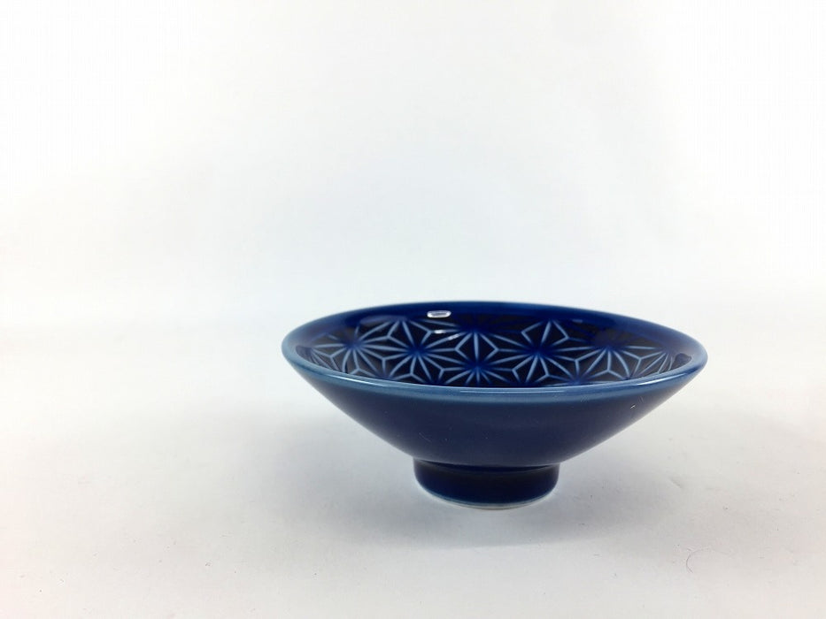 麻の葉彫平盃　ネイビー　8cm　波佐見焼(j.R)