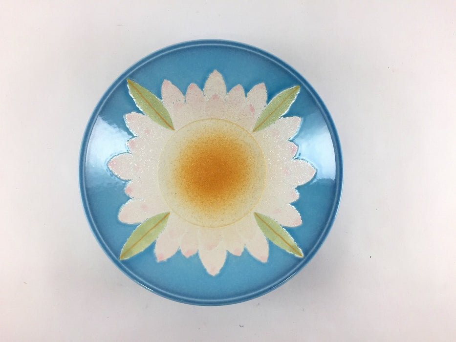 17cm反平鉢　青彩蓮花　有田焼(j.R)