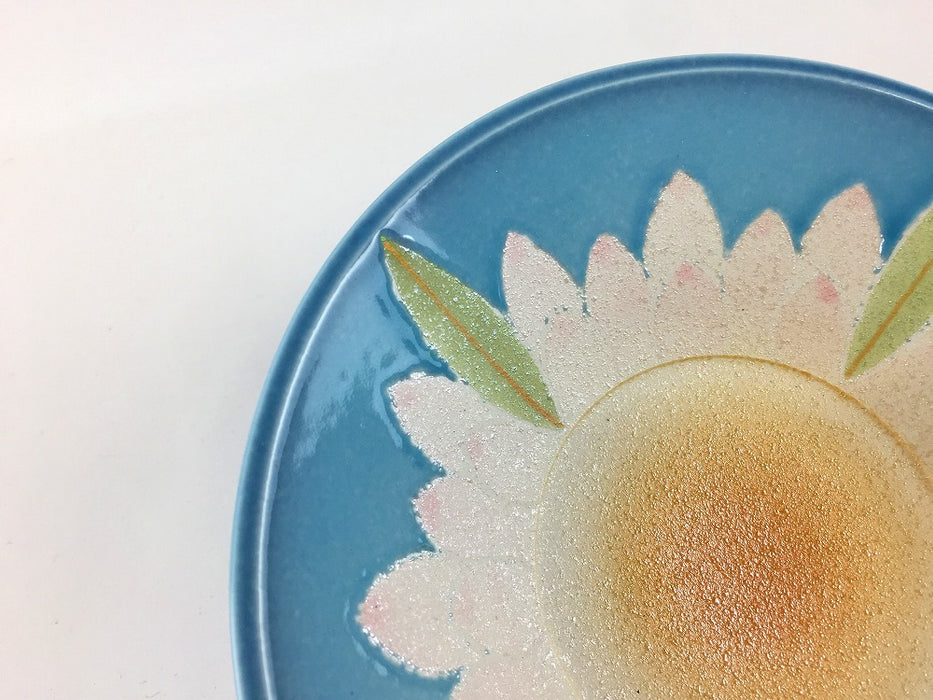 17cm反平鉢　青彩蓮花　有田焼(j.R)