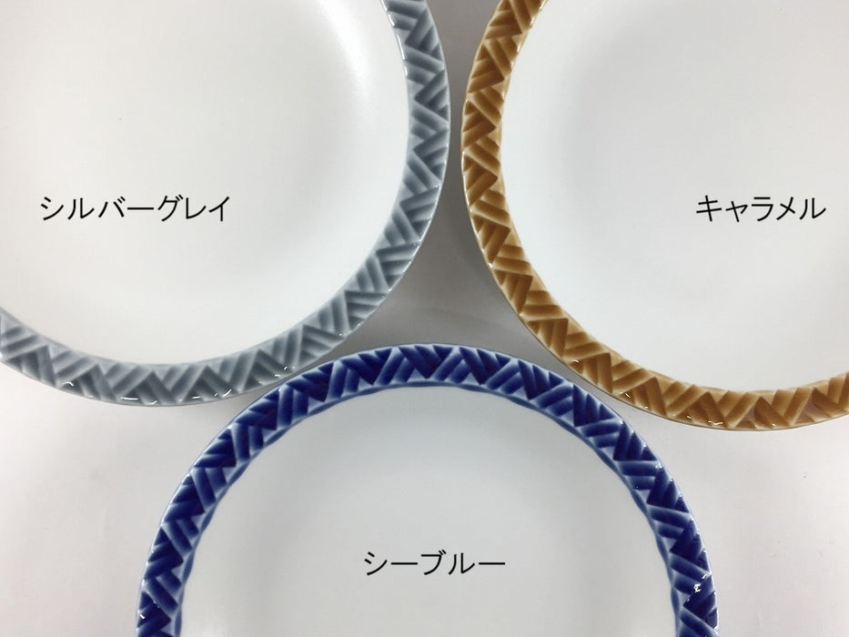 ジモンリング　15cm丸皿　(シルバーグレイ/キャラメル/シーブルー)　15cm　波佐見焼(j.R)