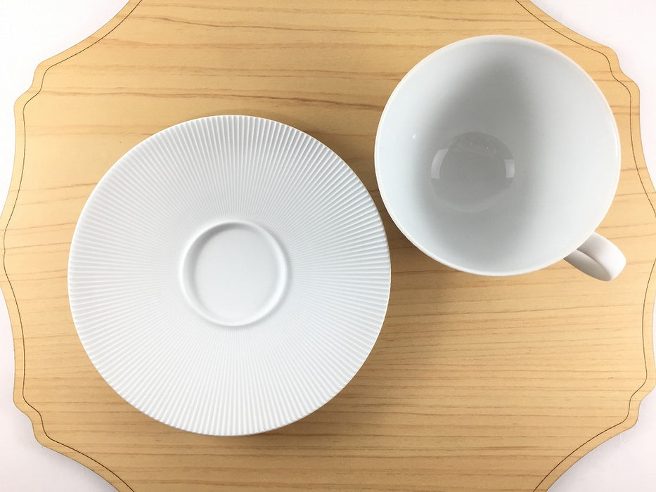 200cc鎬ティーCS(ソーサー15cm)　白磁ブラスト　有田焼　(j.R)