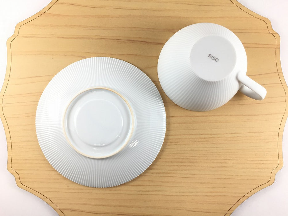 200cc鎬ティーCS(ソーサー15cm)　白磁ブラスト　有田焼　(j.R)