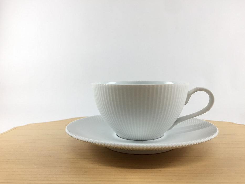 200cc鎬ティーCS(ソーサー15cm)　白磁ブラスト　有田焼　(j.R)