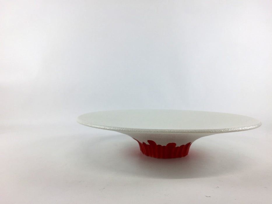 18cm鎬高浅鉢　雪白と赤　有田焼(j.R)