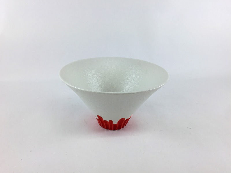 12cm鎬反深鉢　雪白と赤　有田焼(j.R)