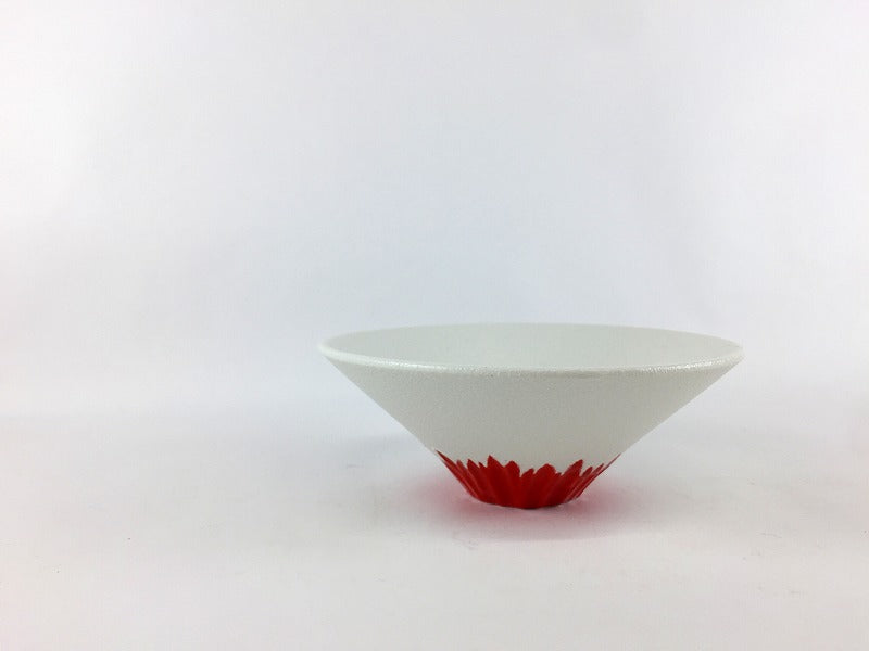 11cm鎬小鉢　雪白と赤　有田焼(j.R)