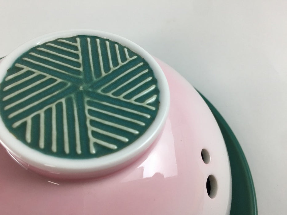 【SALE】19cmドーム蓋物　均窯青磁ピンク吹　18.5cm　波佐見焼【訳あり】