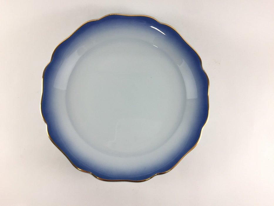 【SALE】19cm花型高台皿　渕金青吹　25cm　有田焼【訳あり】