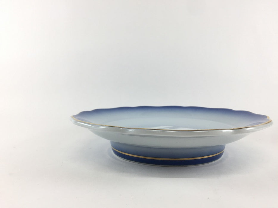 【SALE】19cm花型高台皿　渕金青吹　25cm　有田焼【訳あり】