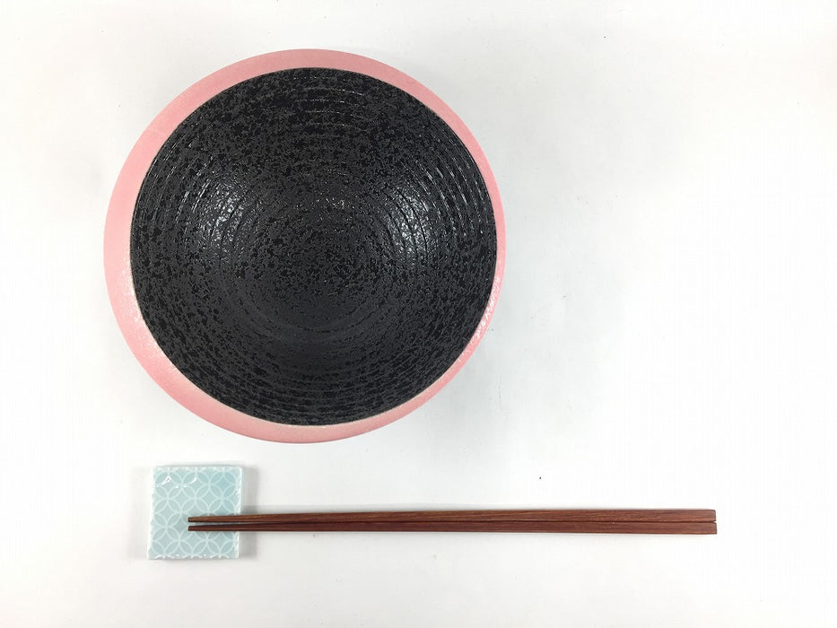 【SALE】リング鉢(黒〆渕ピンク)　17cm　有田焼(j.R)【訳あり】