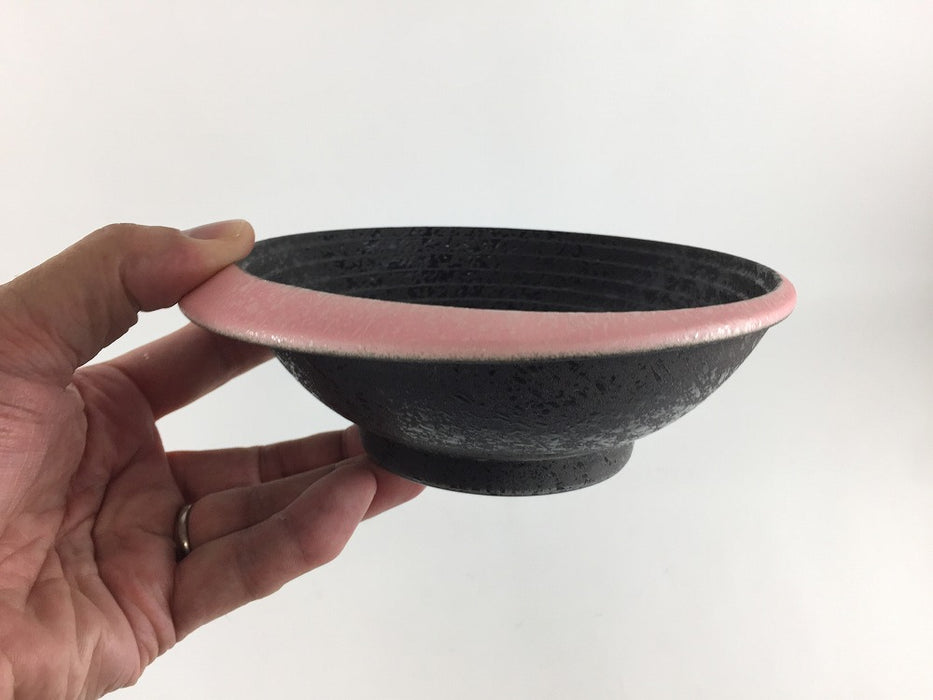 【SALE】リング鉢(黒〆渕ピンク)　17cm　有田焼(j.R)【訳あり】