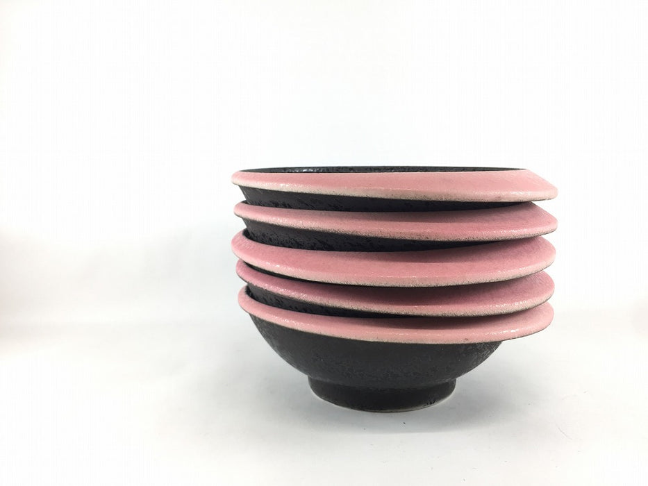 【SALE】リング鉢(黒〆渕ピンク)　17cm　有田焼(j.R)【訳あり】