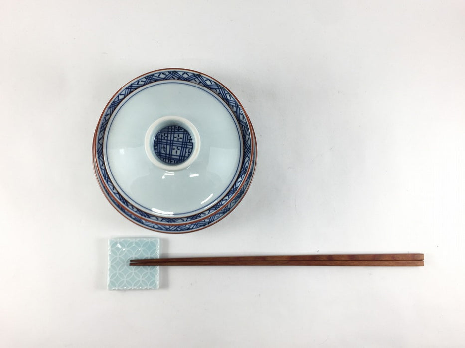 【SALE】京蓋物セット.染地紋　11cm　波佐見焼(j.R)【訳あり】