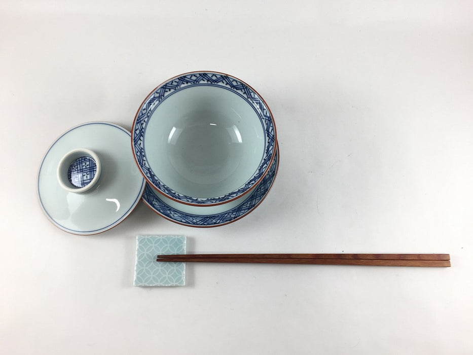 【SALE】京蓋物セット.染地紋　11cm　波佐見焼(j.R)【訳あり】