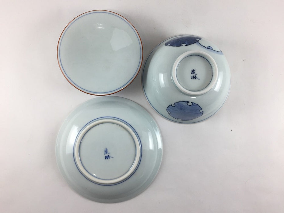【SALE】京蓋物セット.雪輪文　11cm　波佐見焼(j.R)【訳あり】