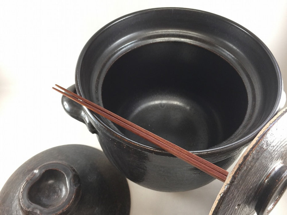 【SALE】【直火可】黒.1升釜鍋　35cm　有田焼(j.R)【訳あり】