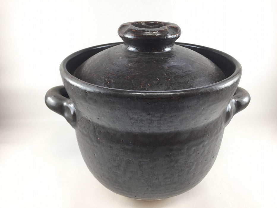 【SALE】黒.5合釜鍋(手造)　24cm　有田焼(j.R)【訳あり】