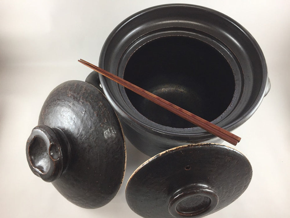 【SALE】黒.5合釜鍋(手造)　24cm　有田焼(j.R)【訳あり】