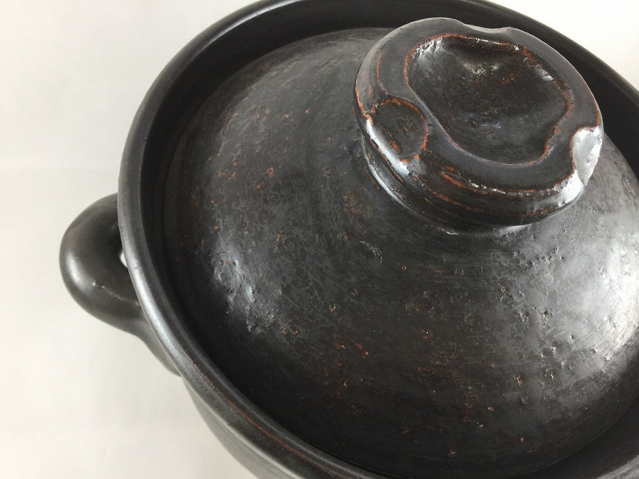 【SALE】黒.5合釜鍋(手造)　24cm　有田焼(j.R)【訳あり】