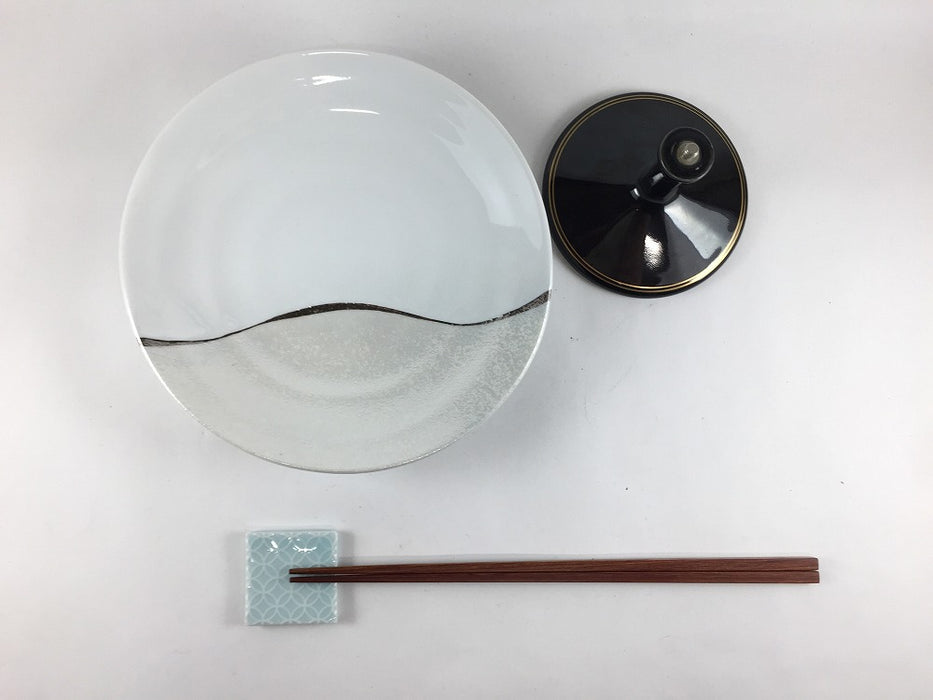 【SALE】ネジ18.5cm高皿.白光彩　有田焼(j.R)【訳あり】