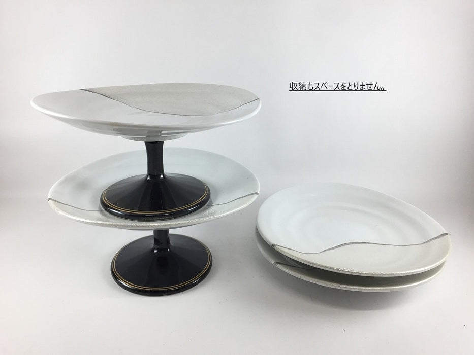 【SALE】ネジ18.5cm高皿.白光彩　有田焼(j.R)【訳あり】