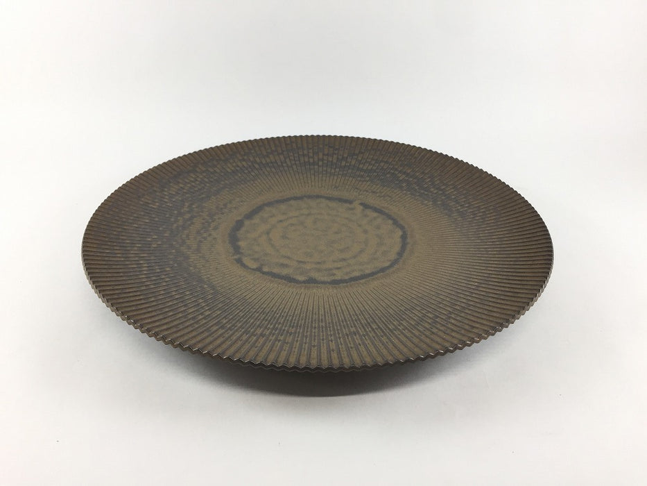 250鎬プレート　マンガン金結晶釉　25cm　有田焼李荘窯　(j.R)