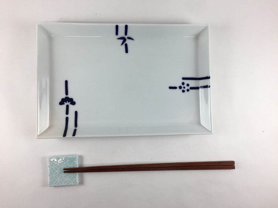 【SALE】23cmリム長プレート.松竹梅　有田焼【訳あり】