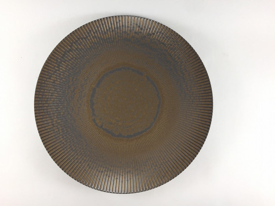 250鎬プレート　マンガン金結晶釉　25cm　有田焼李荘窯　(j.R)