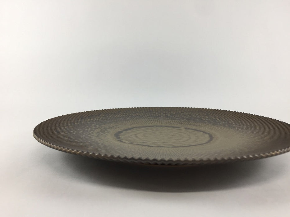 250鎬プレート　マンガン金結晶釉　25cm　有田焼李荘窯　(j.R)