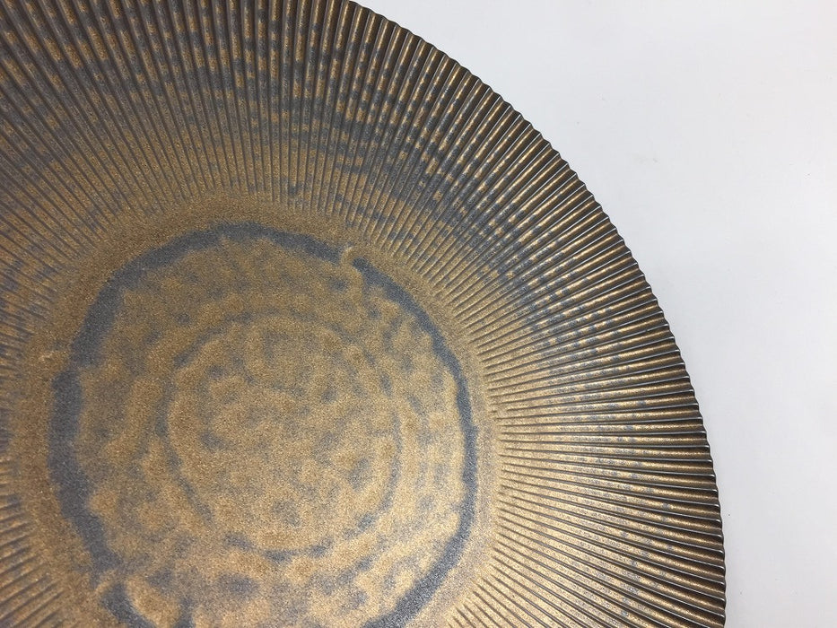 250鎬プレート　マンガン金結晶釉　25cm　有田焼李荘窯　(j.R)