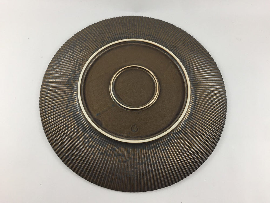 250鎬プレート　マンガン金結晶釉　25cm　有田焼李荘窯　(j.R)
