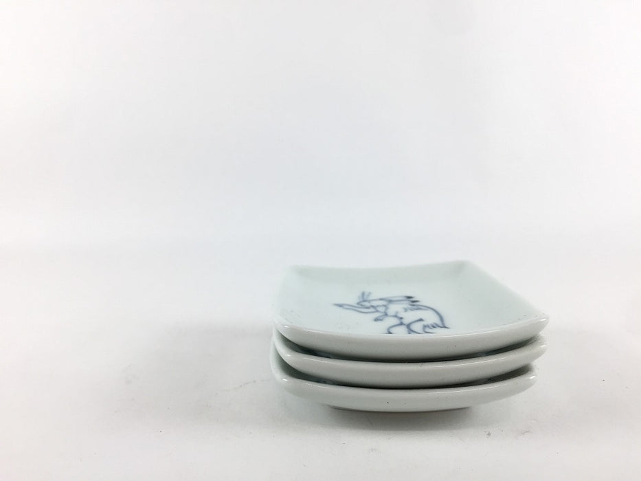 【SALE】【1個価格】角箸置(豆皿)　高山寺 (おいで兎/転び兎/笹兎)　6cm　波佐見焼【訳あり】