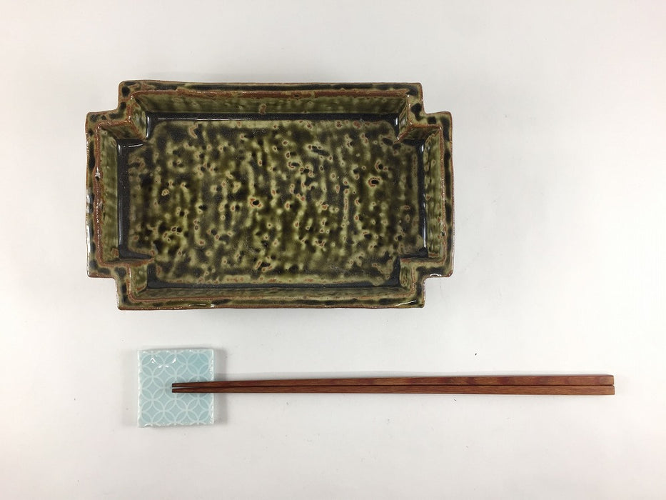 【SALE】18cm長隅切向(織部)　三川内焼【訳あり】