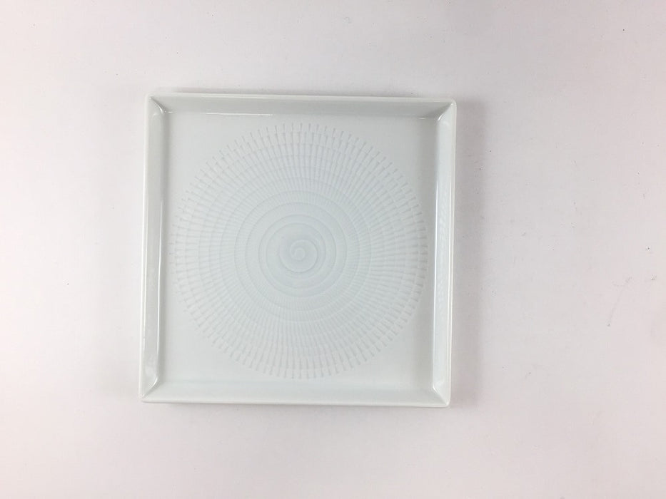 【SALE】135角皿　輪点彫(A/B)　白　13.5cm　波佐見焼【訳あり】