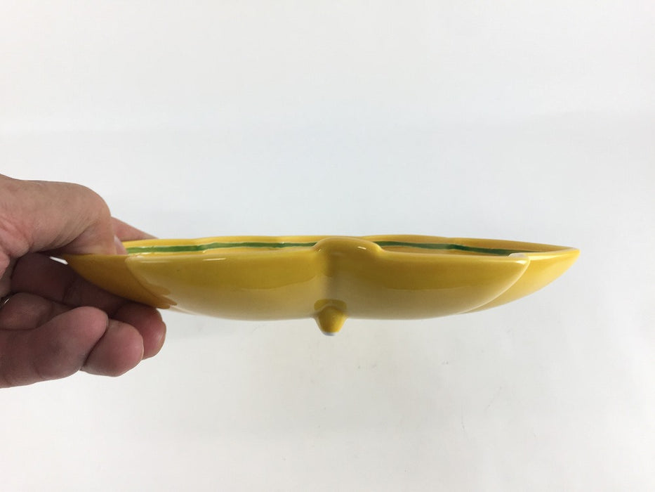 【SALE】三足桐皿.黄渕緑帯　19cm　有田焼【訳あり】