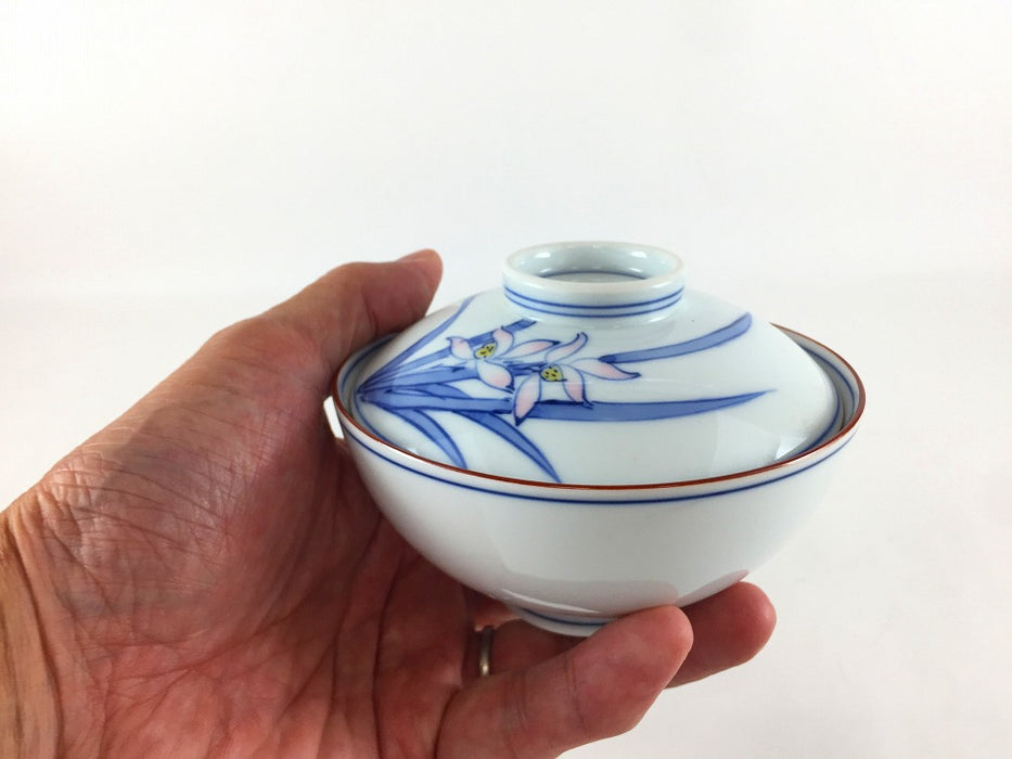 【SALE】11.5cm京丸蓋物.蘭　波佐見焼(j.R)【訳あり】