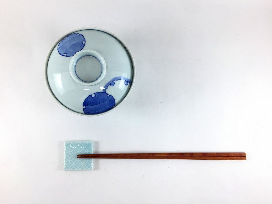 【SALE】11cm丸蓋物.染雪輪紋　波佐見焼(j.R)【訳あり】