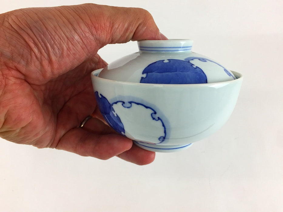 【SALE】11cm丸蓋物.染雪輪紋　波佐見焼(j.R)【訳あり】