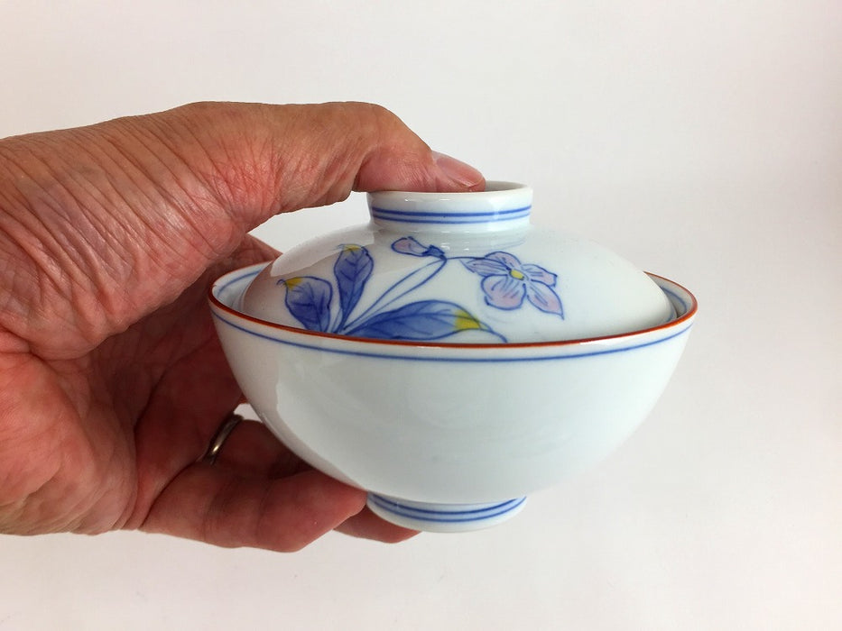 【SALE】【1個価格】11.5cm京丸蓋物　福寿草/桜/すみれ/朝顔　波佐見焼(j.R)【訳あり】