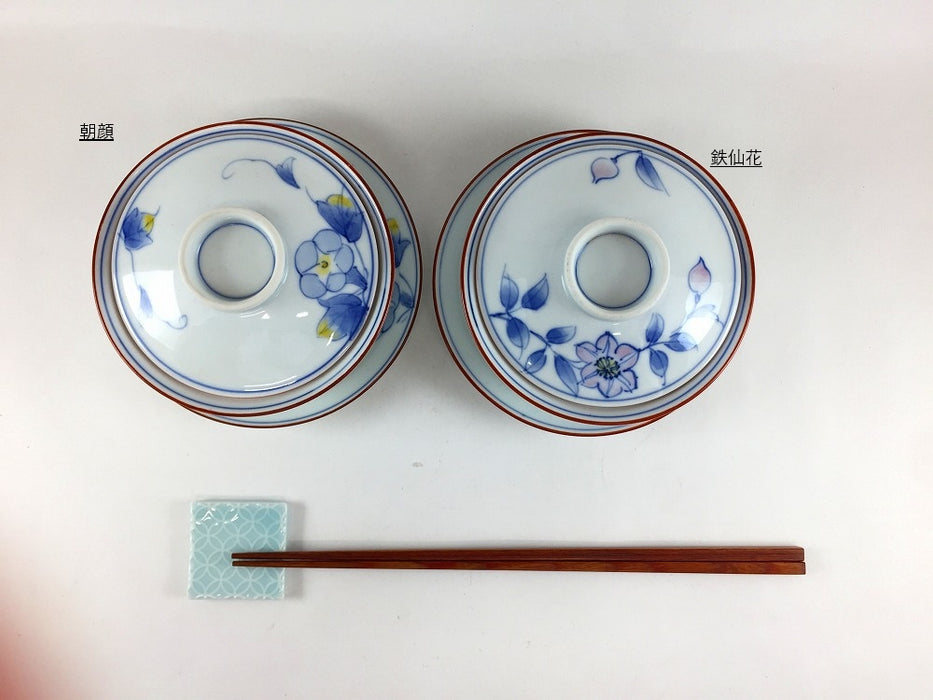 【SALE】【1個価格】京小蓋物セット　朝顔/鉄仙花　11cm　波佐見焼(j.R)【訳あり】