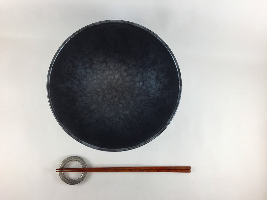 180サークルボール　黒サビ絞りマット　18cm　有田焼　(j.R)