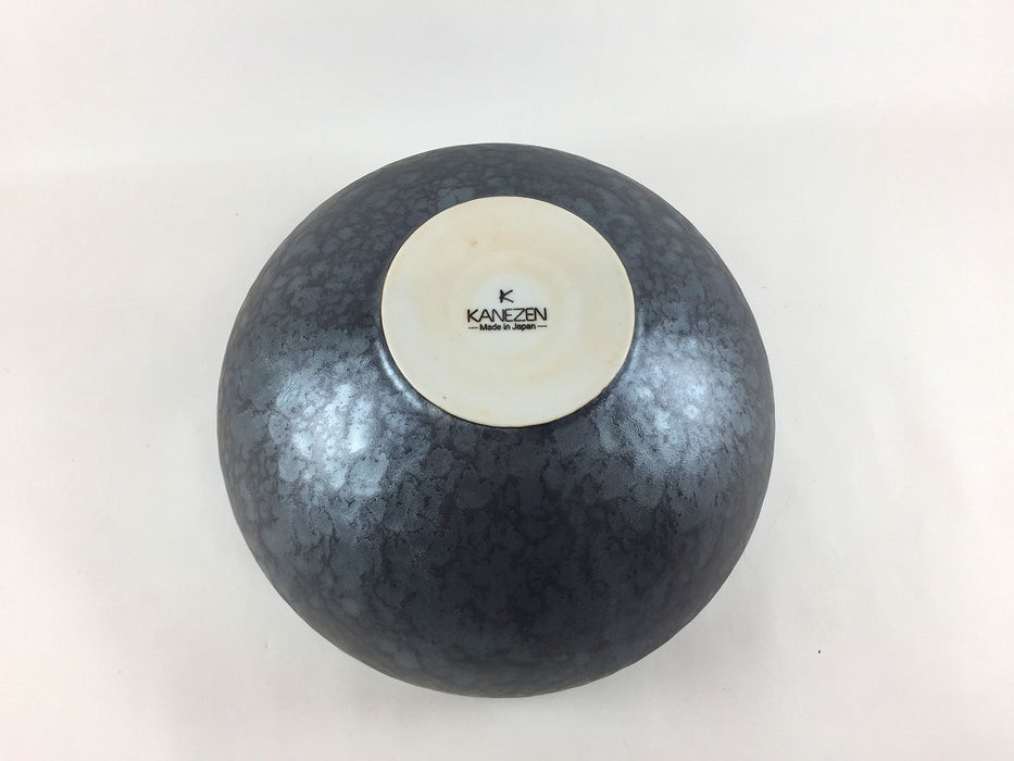 180サークルボール　黒サビ絞りマット　18cm　有田焼　(j.R)