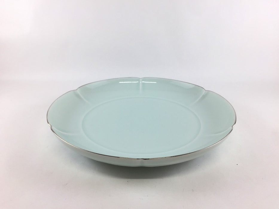渕銀彩青磁　六方割輪花7寸皿　21cm　有田焼(j.R)