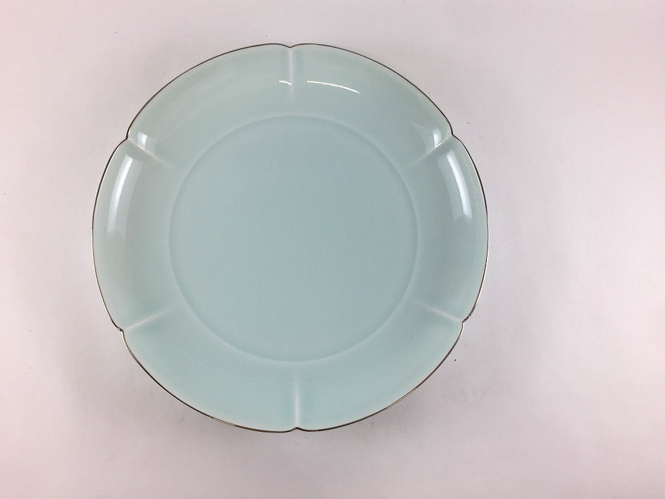 渕銀彩青磁　六方割輪花7寸皿　21cm　有田焼(j.R)